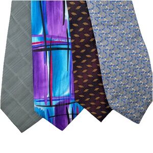 100% Silk Tie Lot Of 4 Fendi J. Garcia De Amanda Italy Business Career 4 X 60"